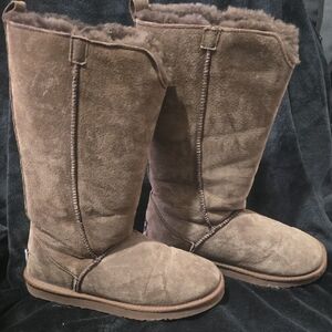 Lamo Women's Tall Suede Shearling Winter Boots in Brown